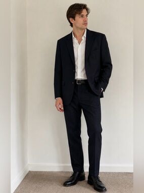 Ralph Lauren Wool Button Front Blazer Navy Sz40R